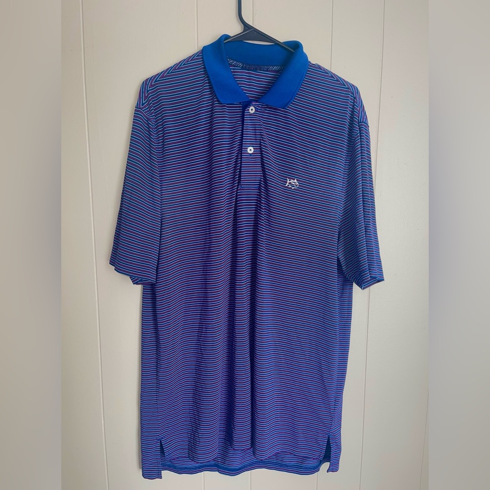 Southern Tide Red White & Blue Striped Polo Shirt